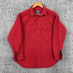 Vintage Woolrich Shirt Mens XL Red Chamois Cloth Flannel Two Pocket Lumberjack
